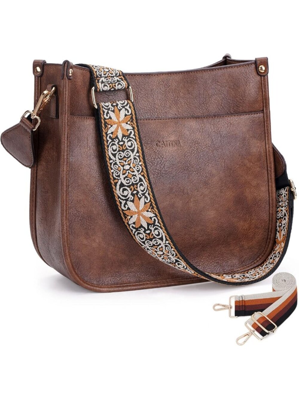 Trendy Vegan Leather Crossbody Hobo Bag for Women - Adjustable Straps, Stylish